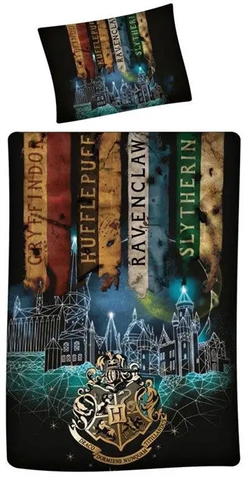 Billede af Harry Potter sengetøj - 140x200 cm - The deathly hallows sengesæt - 2 i 1 design - Dynebetræk i 100% bomuld